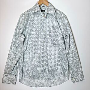 Paul Smith London Dress Shirt Men 39 Green Floral French Cuff Long Sleeve Preppy